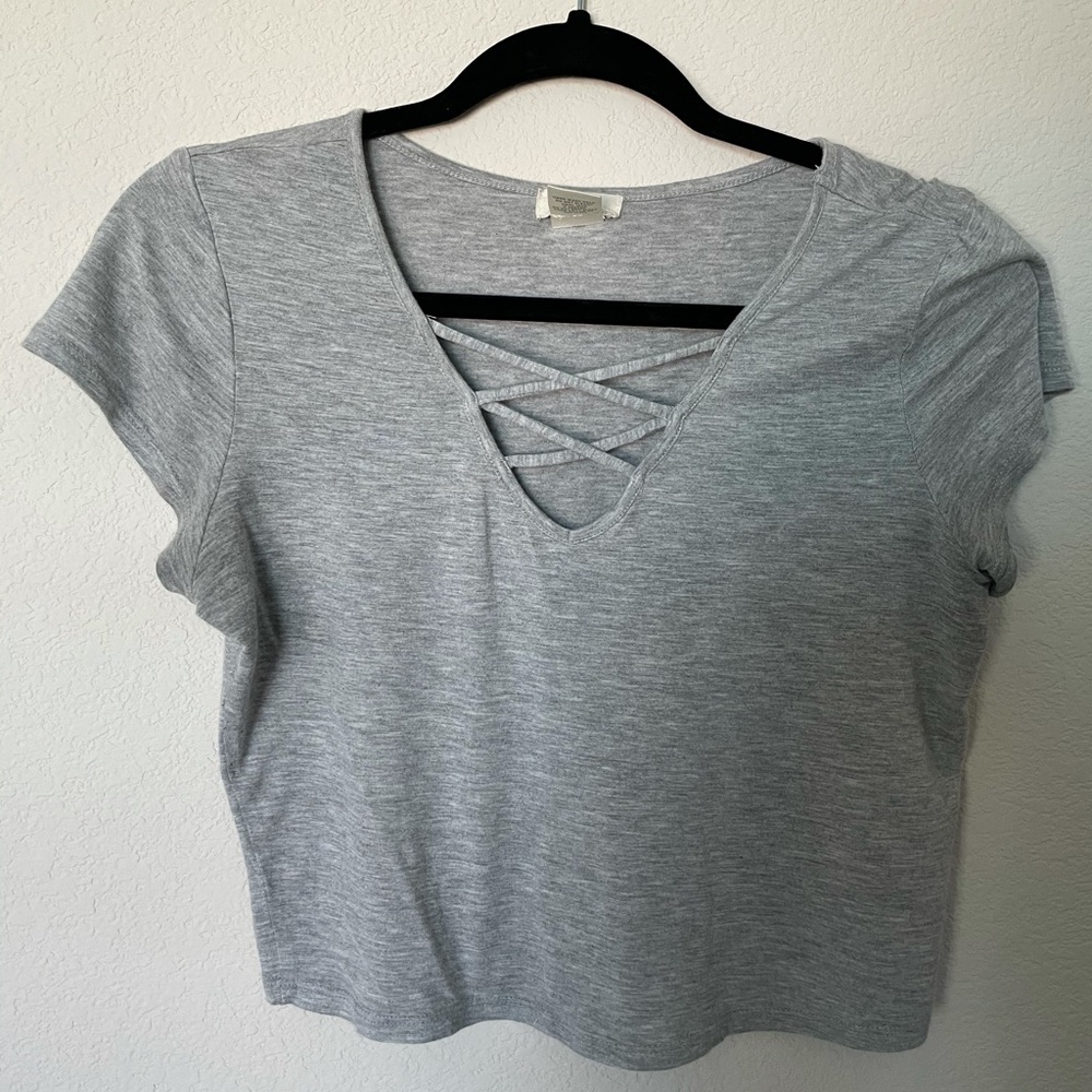 Grey crop shirt